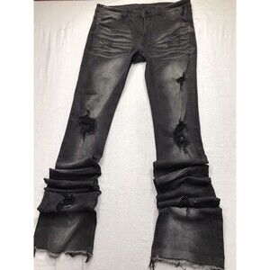 ROCKSTAR ORIGINAL RSM225 Jean Men 36x46 Super Stacked Flare Josiah Black  DRIP